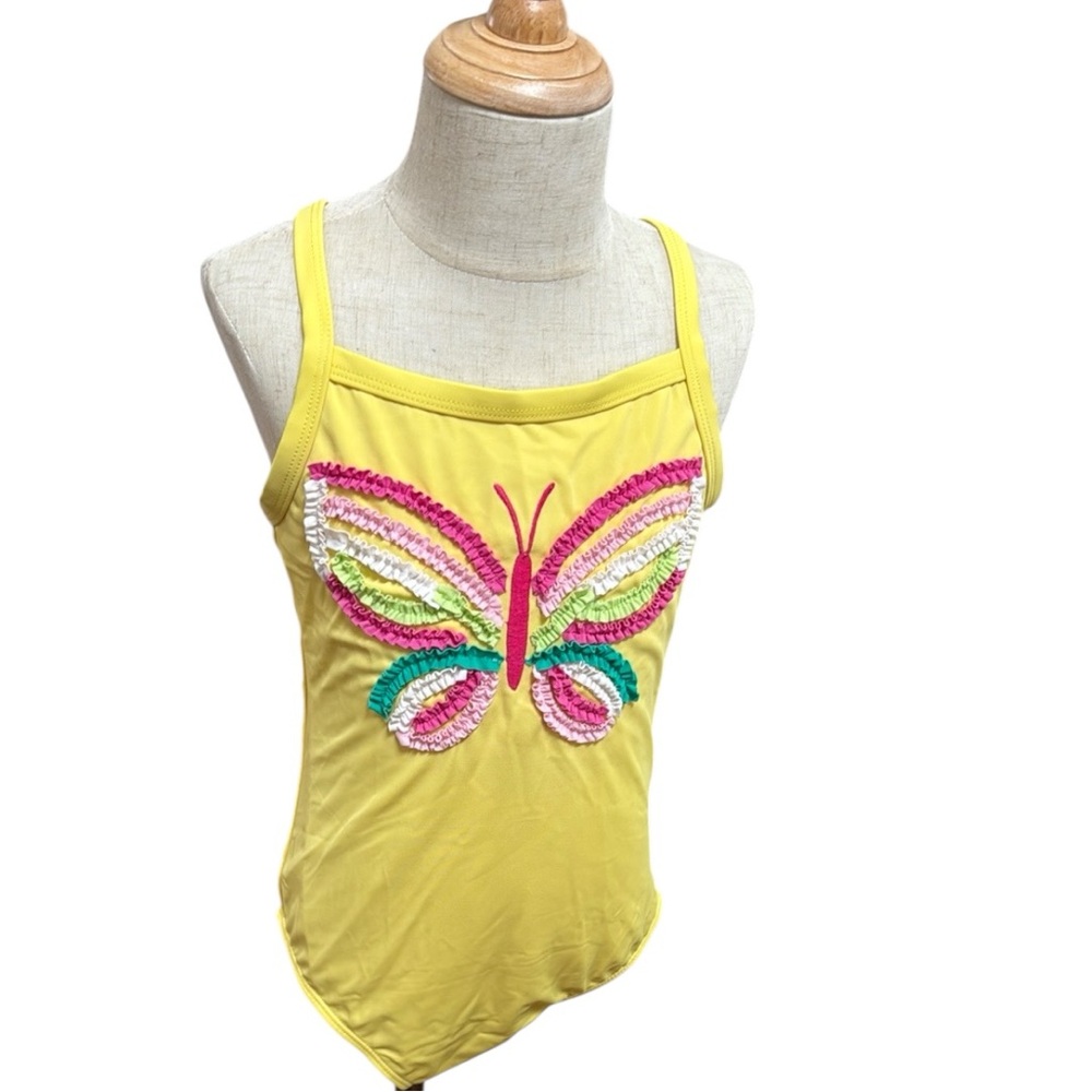 🩱Gymboree Girls Yellow Butterfly Kids Swimsuit One-Piece Bathing Suit Swim